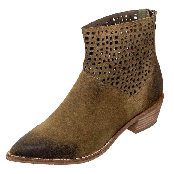 Antelope Shoes - Antelope Anthropologie Olive Green Western Ankle Bootie Boots Womens 9.5 10 | 41